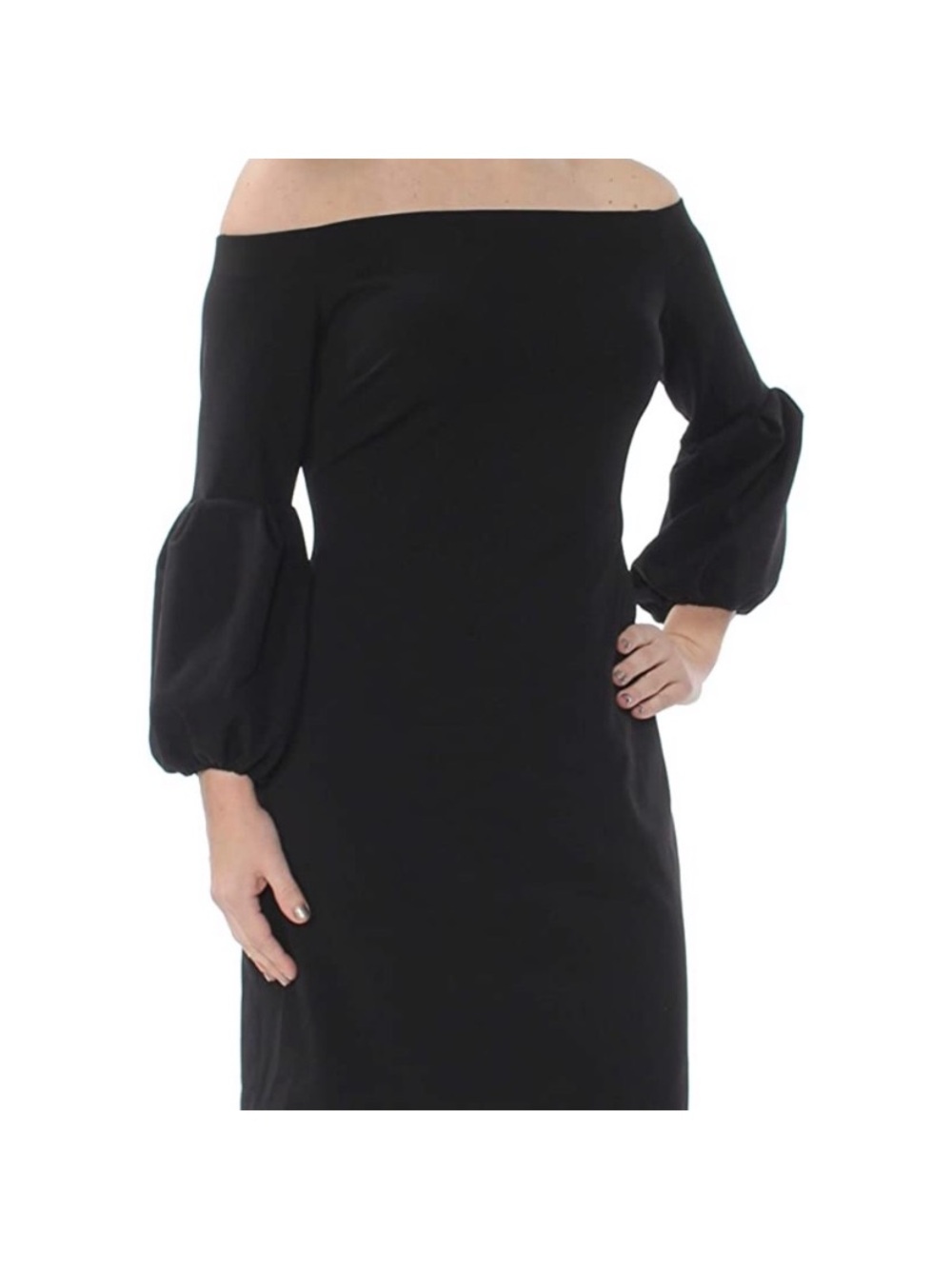 Vince Camuto Black Off-Shoulder Dress with Balloon Sleeves